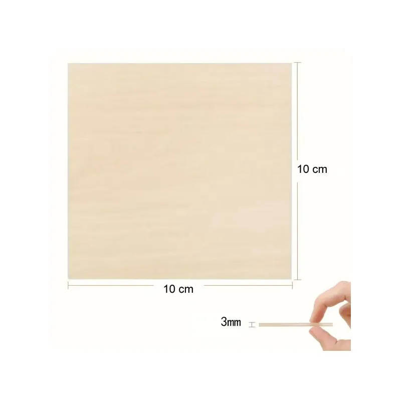 Lot de 6/12/20 Plaques Contreplaqué 10x10 cm 3mm Peuplier