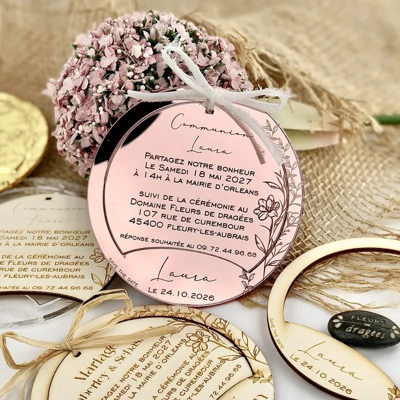 Faire-part Anneau acrylique rose gold Plexi & Save-the-Date