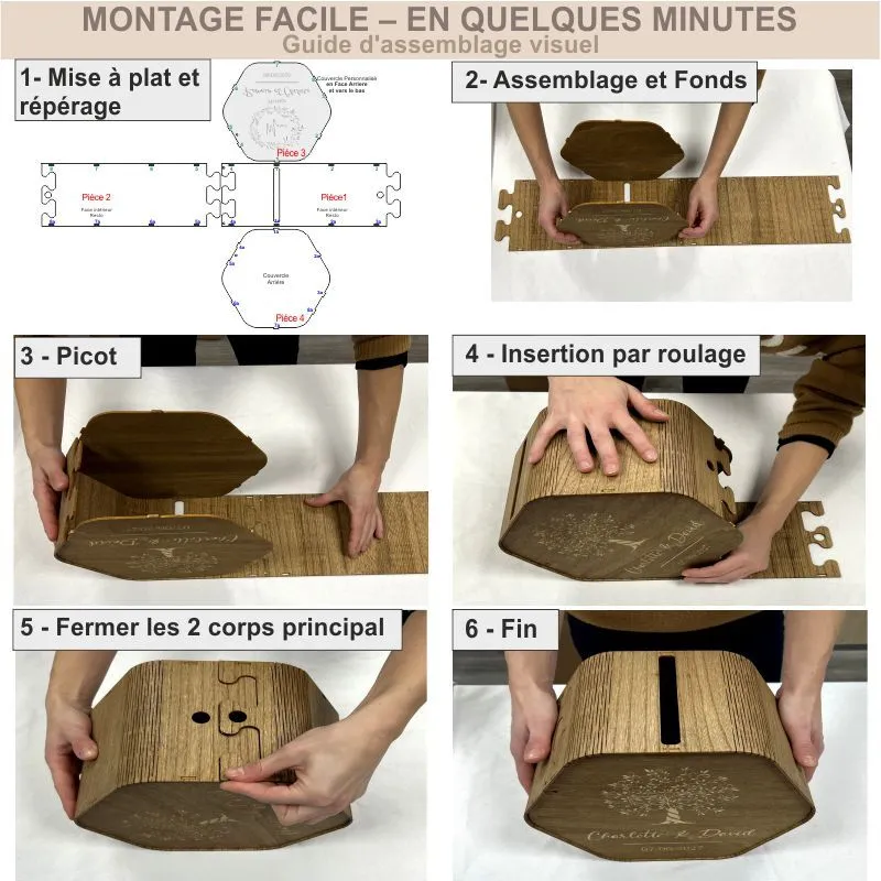 Notice visuel- Urne bois Personnalisée hexa
