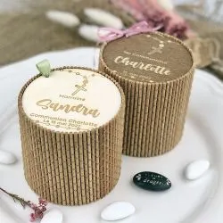 Boite Communion bambou Personnalisée ∅8cm - (Naturelle)