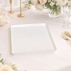 Lot de 2 Plateaux Réutilisables Carrés - Liseré Doré