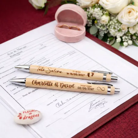 Stylo bois personnalisé Cadeaux d'invité mariage baptême