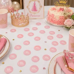 confetti princesse rose avec couronne