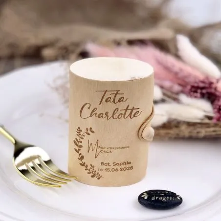 Boîte dragées bois personnalisée - Oval
