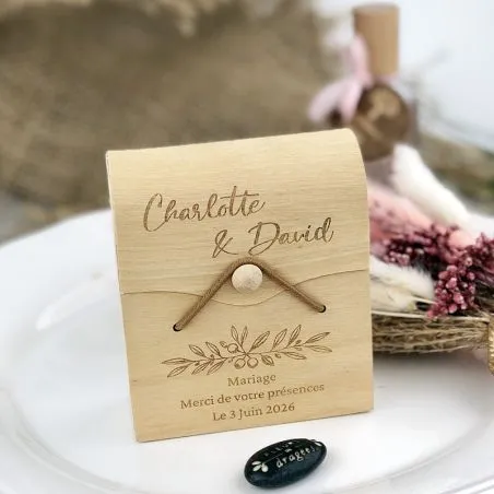 Boîte en bois personnalisée Pochette | Gravure laser mariage baptême