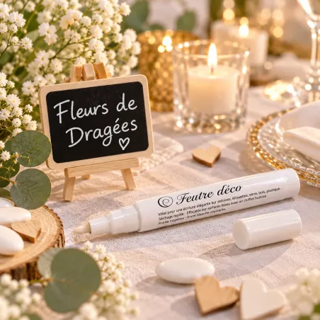 Feutre déco Blanc - Décorations de Table - Fleurs de dragées