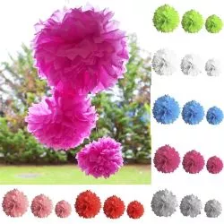 Boule pompon papier de Soie (lot de 3)