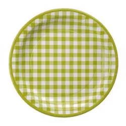 Assiette en carton motif vichy Vert - les 10 assiettes jetables pas cher