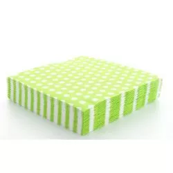 Serviette 2 plis motif pois Vert - les 20 serviettes jetables