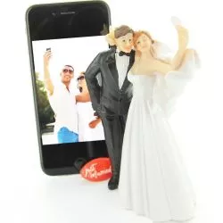 Figurine gâteau mariage - Couple Selfi