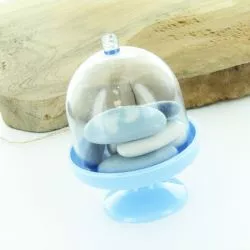6 boites dragées baptême Cloche - Bleu