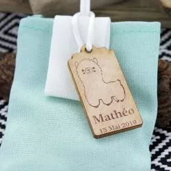 Etiquettes dragées bois Lama (Lot de 20)
