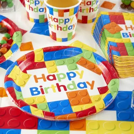 Assiette jetable anniversaire block party lot de 10