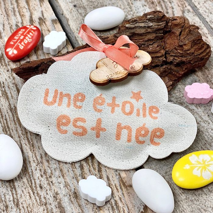 Download Sachet dragées coton Nuage 4pcs - Corail