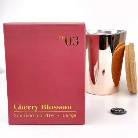 Bougie géante parfumée XL "mèche bois" 1,5kg - Rose Gold