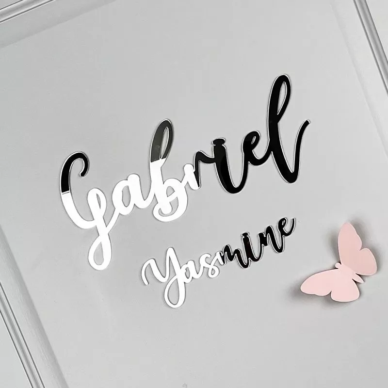 Prénom personnalisé mural / porte chambre - Argent miroir