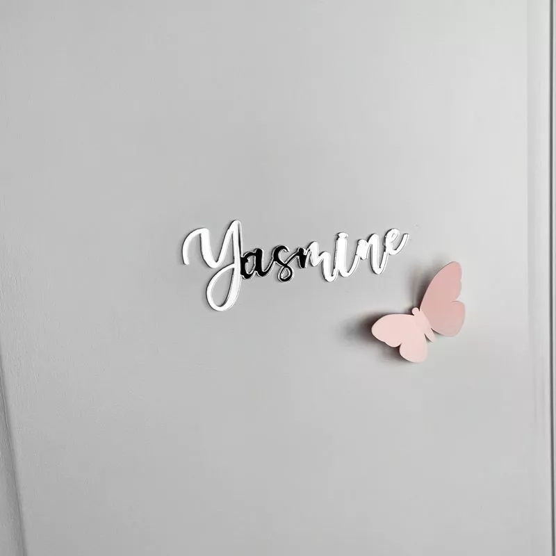 Prénom personnalisé mural / porte chambre - Argent