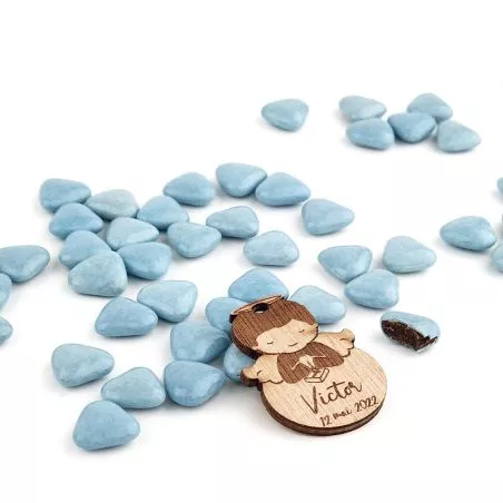 Mini cœur cacao 70% déstockage - Bleu
