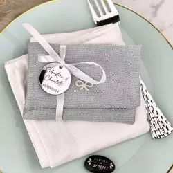 12 Sac dragées pochette enveloppe - Céleste
